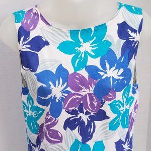 ANNA GRAY Colorful Silk Blend Thin Ribbed Fitted Sleeveless Tank Top LARGE EUC